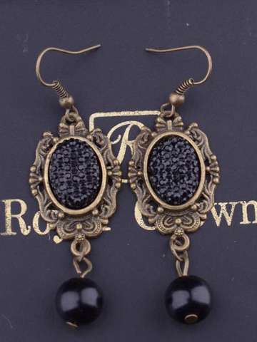 Women Pendant Beads Alloy Victorian Steampunk Style Waterdrop Long Dangle Earring