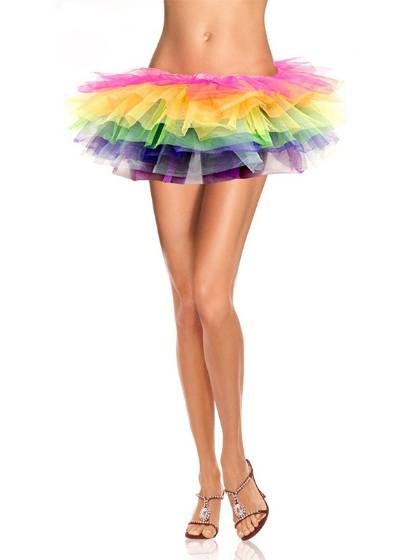 Women's Fashion Lingerie Ruffle Rainbow Organza Tutu Skirt Burlesque Dancewear