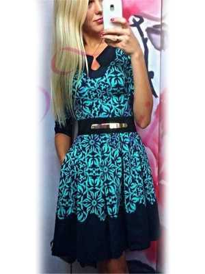 women fashion print dresses half sleeve t lady's  bandage casual dresses