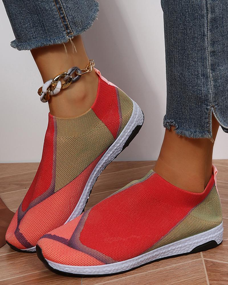

Colorblock Slip On Running Sneakers, Red