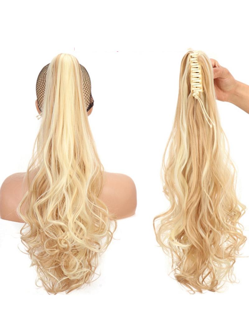 

Ponytail Hair Extensions Claw Clip Synthetic Curly Wavy False Tail Hairpiece, Style4