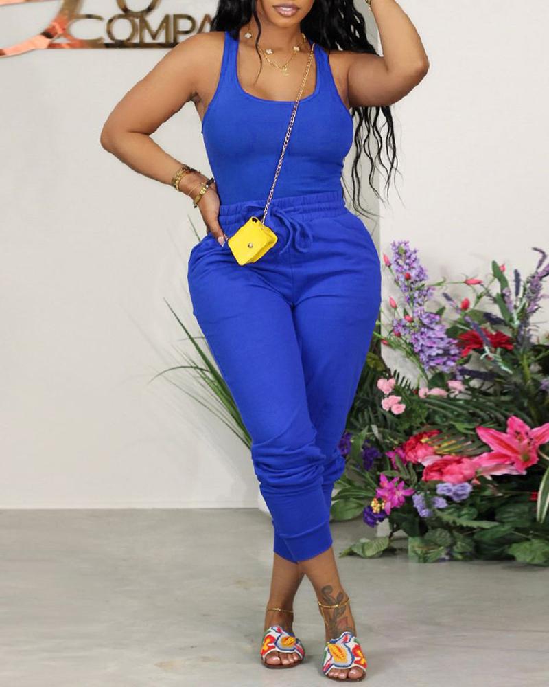 

Tank Top & Drawstring Pants Set, Blue