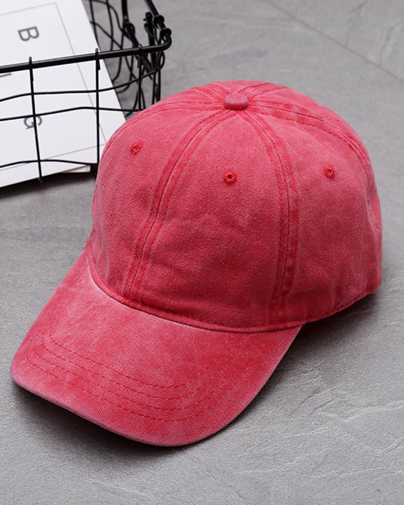 

Washed Denim Retro Baseball Cap, Red