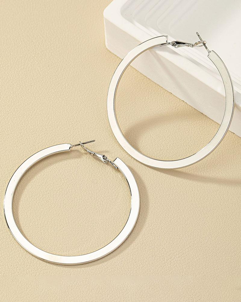 

1Pair Simple Trendy Hoop Earrings, Silver
