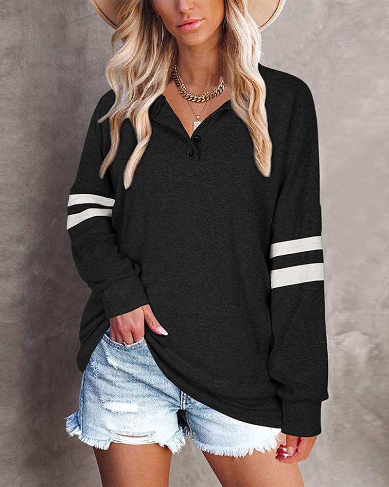

Plus Size Contrast Paneled Long Sleeve Top, Black