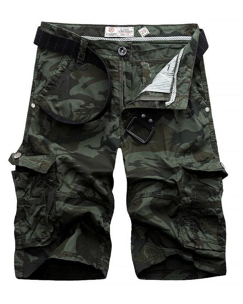 

Camouflage Print Cargo Short Pants, Army green