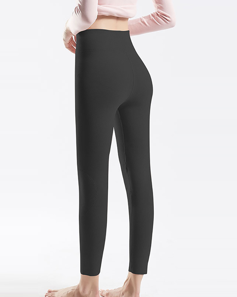 

Plain High Waist Lined Skinny Leggings, Black