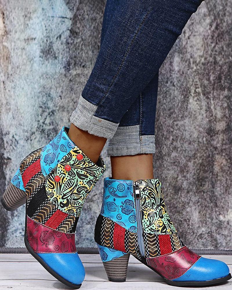 

Vintage Chunky Ankle Boots, Blue