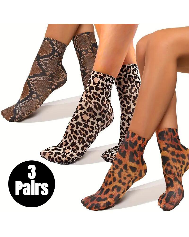 

3 pares de meias aconchegantes de animais, divertidas, macias, com padrões, meias de meia da moda, Style1