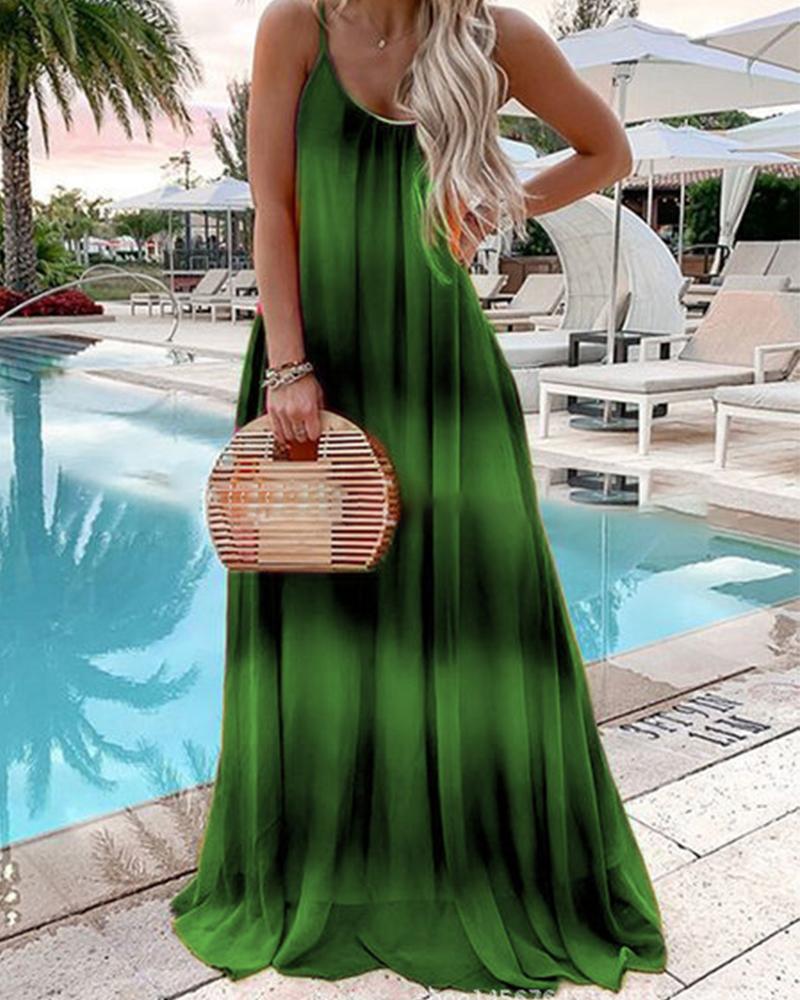 

Gradient Tie Dye Camisole Sleeveless Maxi Dress, Green