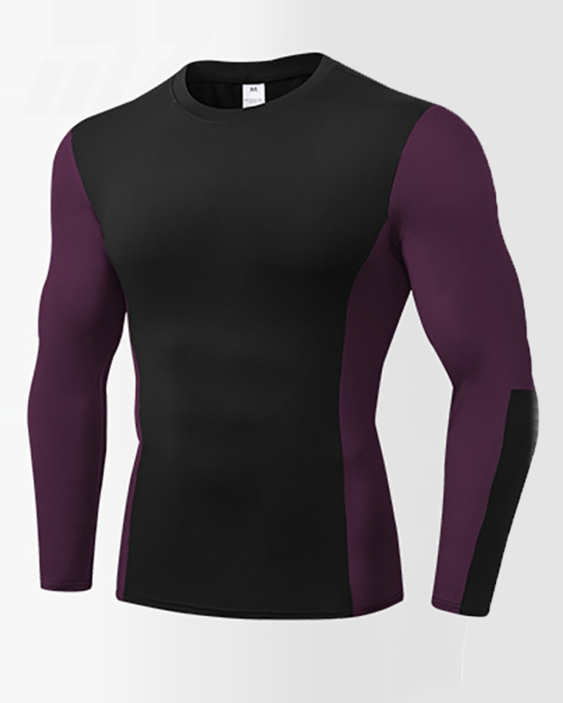 

Men Colorblock Long Sleeve Top, Red