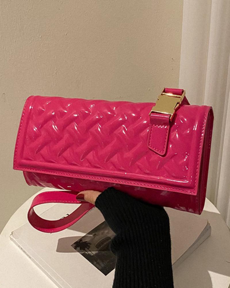 

Quilted Flap Rectangular Shoulder Bag, Pink