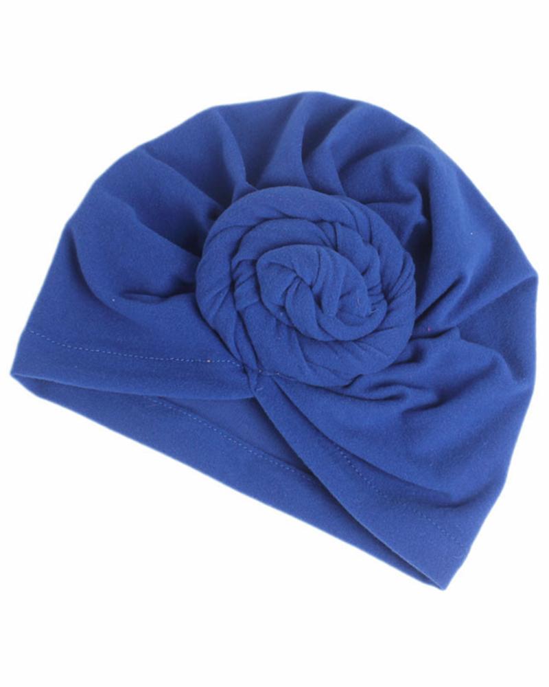 

Floral Pattern Twisted Head Wrap Hat, Blue