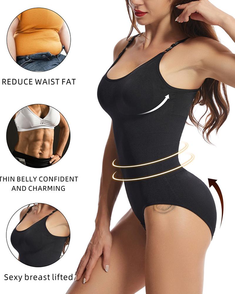 

Body Shaper Butt Lifting Tummy Control Hook Design Crotchless Slimming Shapewear Bodysuit, Black