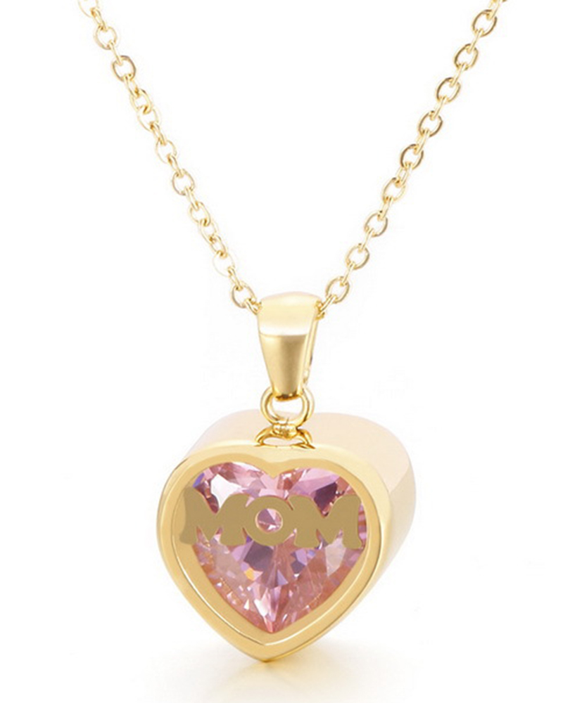 

1pc Mother's Day Crystal Stone Letter Mom Necklace, Style4