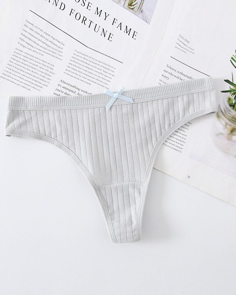 

Bowknot Front Low Waist Thong Panty, Blue