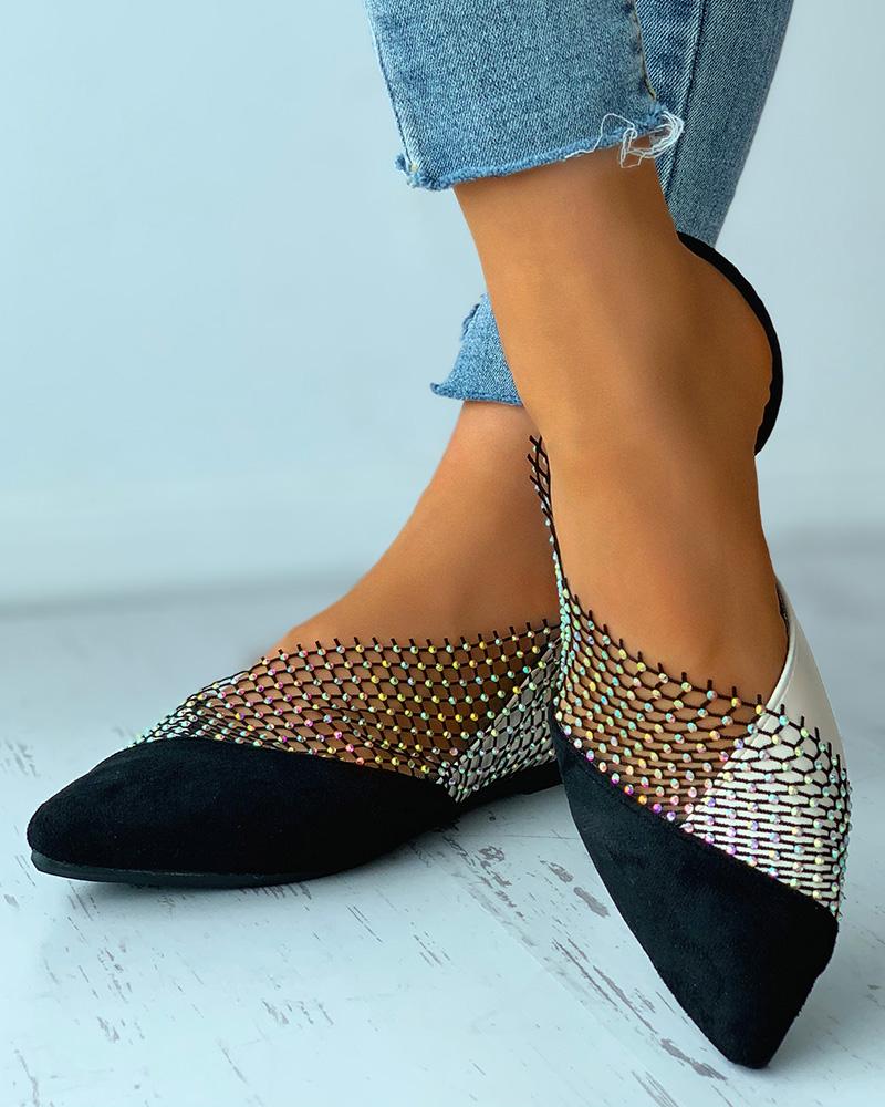 

Colorblock Studded Patch Slip-On Shoes, Black