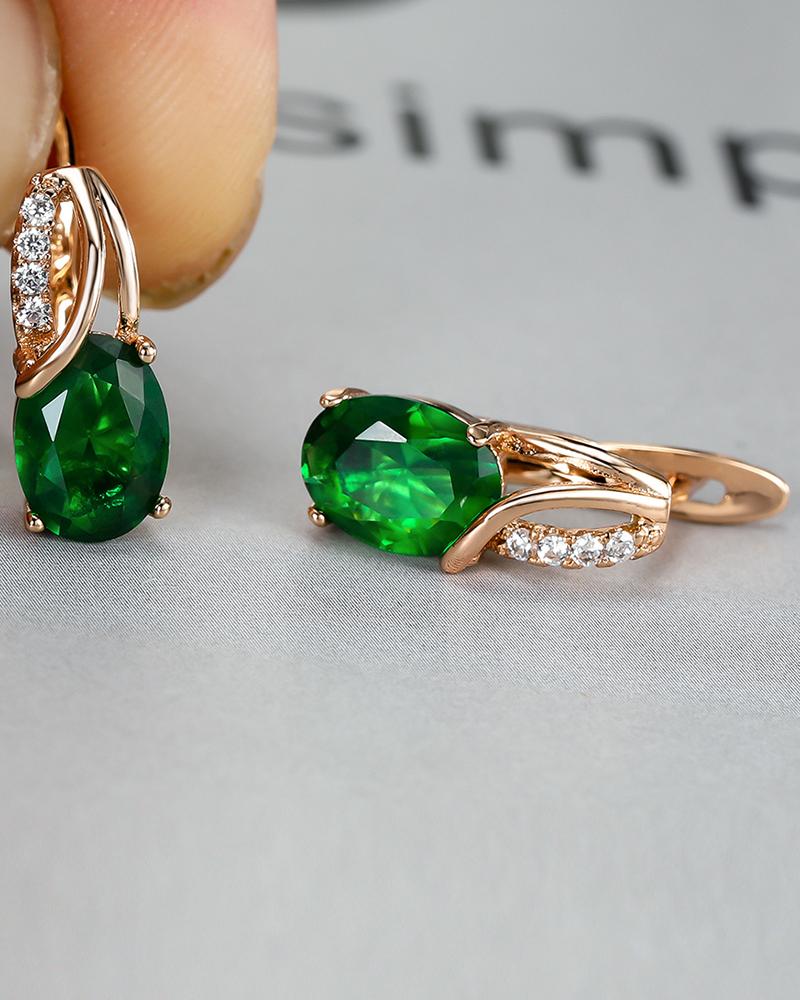 

1Pair Fashion Oval Cut Zircon Earrings Wedding Bridal Jewelry, Green