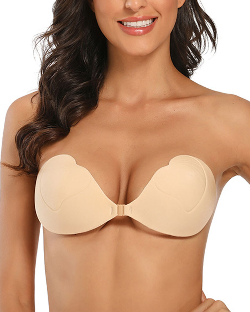 

Silicone Push Up Invisible Bra Strapless Self Adhesive Nipple Cover Bust Lifter, Apricot