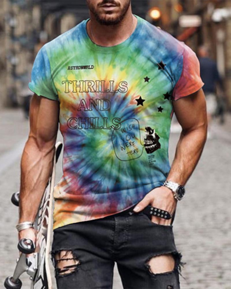 

Tie Dye Graphic Patterns Print Short Sleeve Loose T-shirts, Multicolor