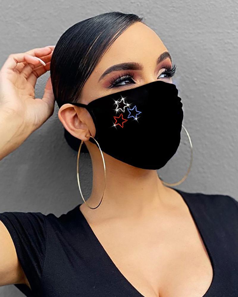 Rhinestone Decor Earloop Face Mask