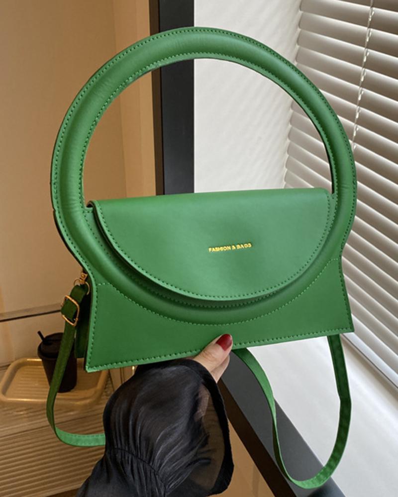 

Round Top Handle Flap Magnetic Crossbody Bag, Green