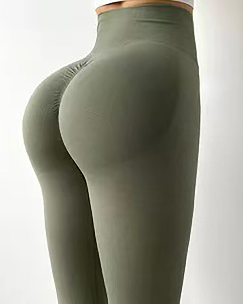 

High Waist Tummy Control Butt Lifting Quick Dry Active Pants, Green