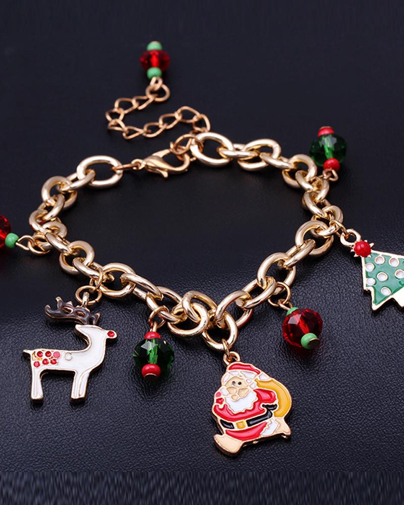 

Christmas Pattern Chain Bracelet, Gold