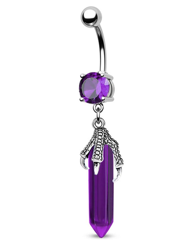 

1pc Crystal Stone Ghost Hands Hexagon Drop Belly Ring, Style5