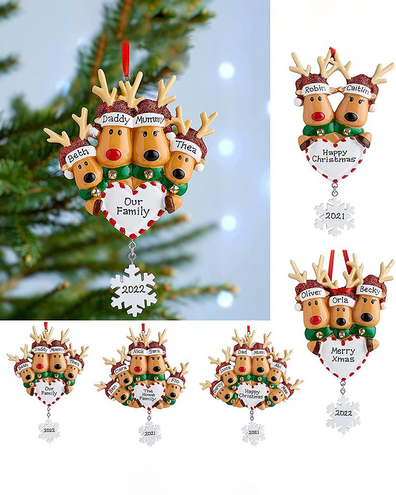 

Elk Family Ornaments Christmas Tree Ornaments DIY Personalised Family Christmas Tree Ornament, Style4