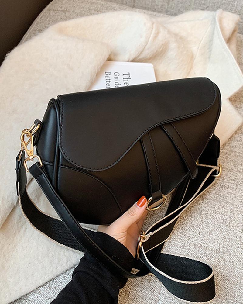 

O-Ring Detail Vintage Saddle Bag, Black