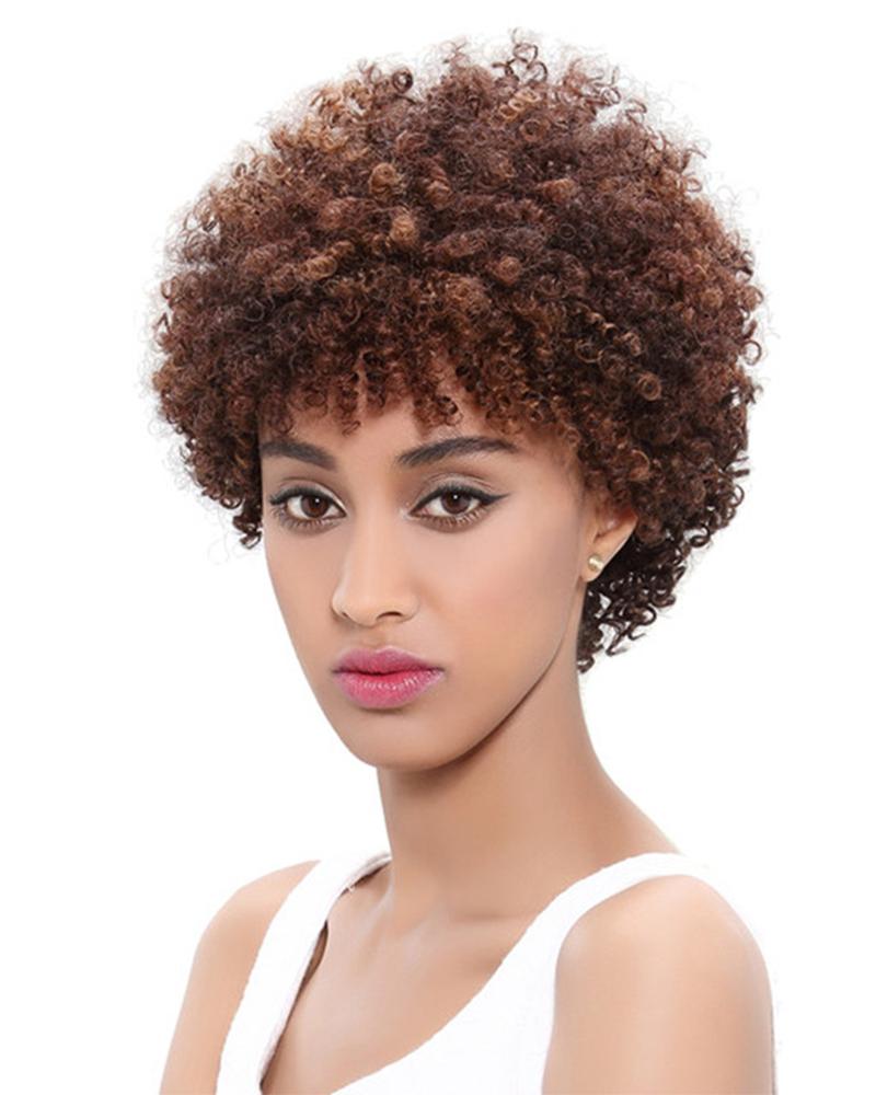

Short Hair Synthetic Wigs Afro Kinky Curly Heat Resistant for Women Mixed Brown Cosplay African Hairstyles Daily Hair Wig