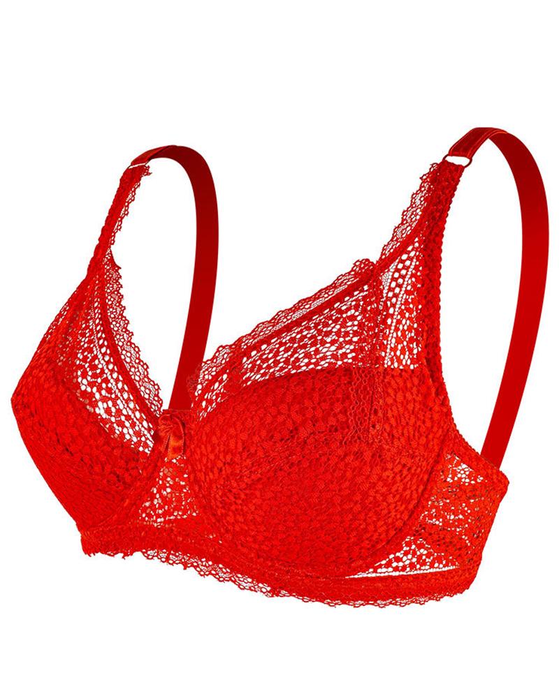 

Push Up Crochet Lace Bra, Red