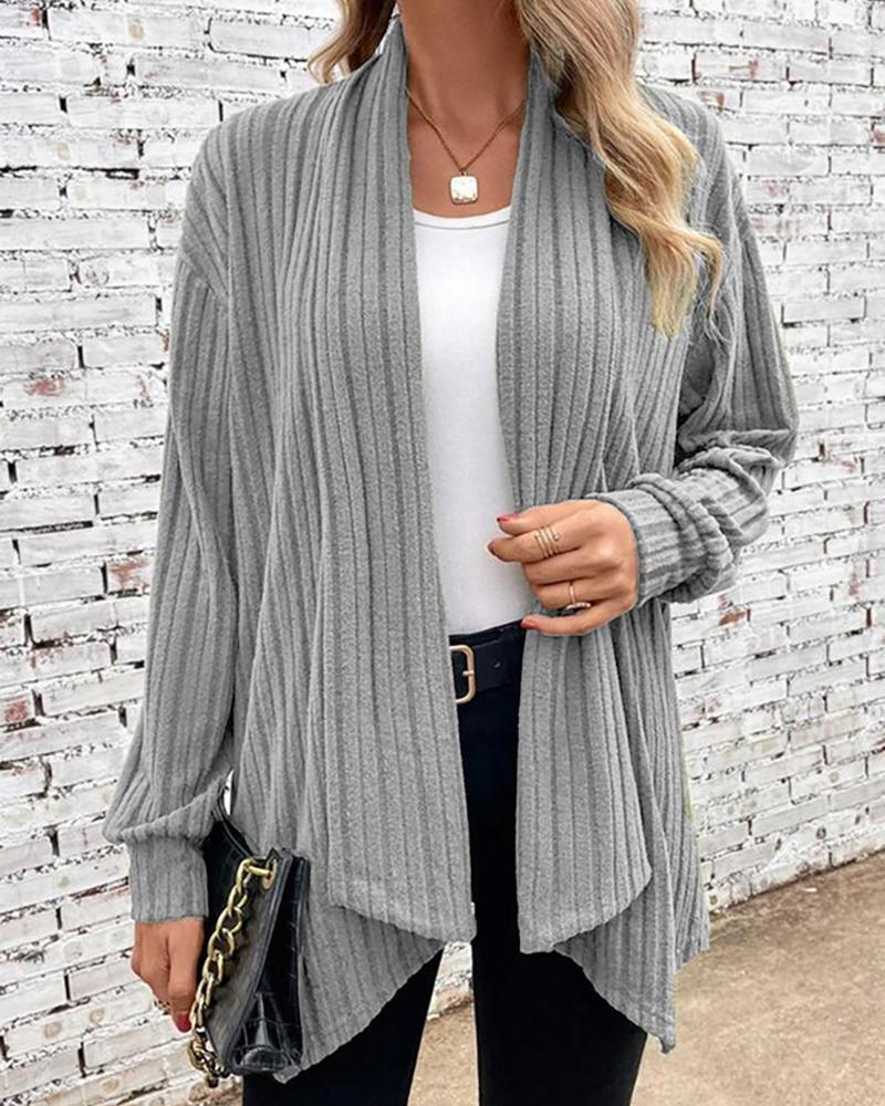 

Open Front Long Sleeve Casual Coat, Gray