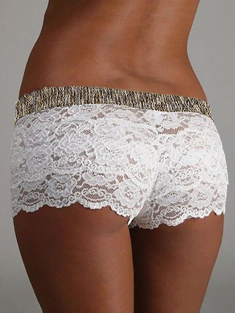 Guipure Lace Elastic Waist Lingerie Shorts