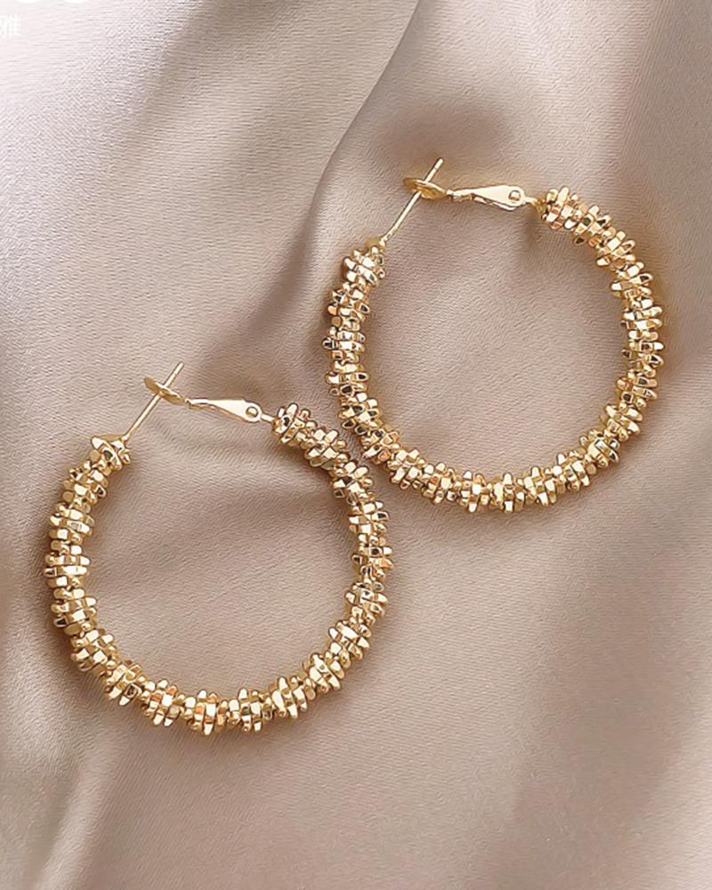 

1Pair Women's Gifts Chunky Circle Hypoallergenic Hoop Earrings, Gold