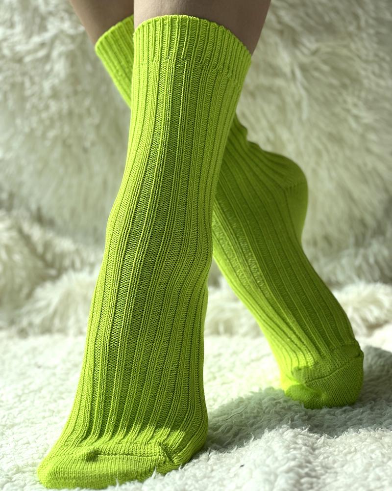 

Fashionable Trendy Crew Socks, Lvs green