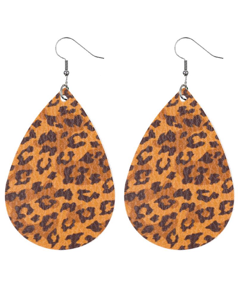 

1Pair Leopard Print Water Drop Earrings, Style2