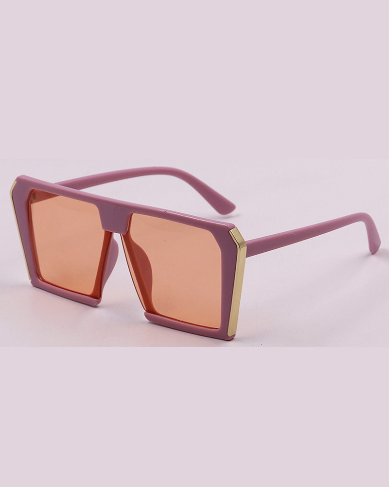 

1Pair Flat Top Big Frame Tinted Sunglasses, Pink