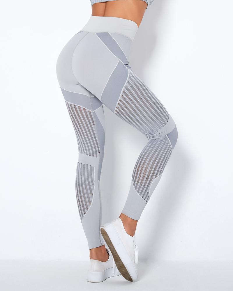 

Hollow Out High Waist Butt Lifting Yoga Pants, Gray