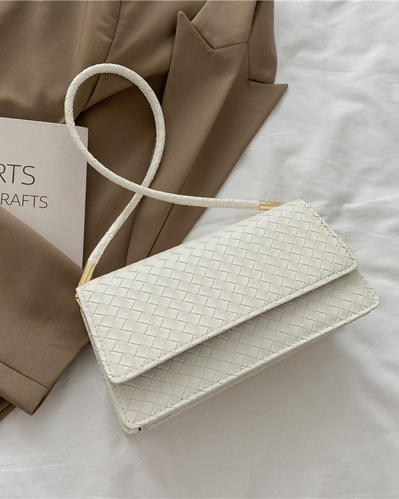 

Braided Shoulder Handbag, White