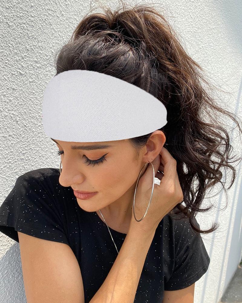 

Solid Yoga Running Elastic Headwraps Hair Band, White