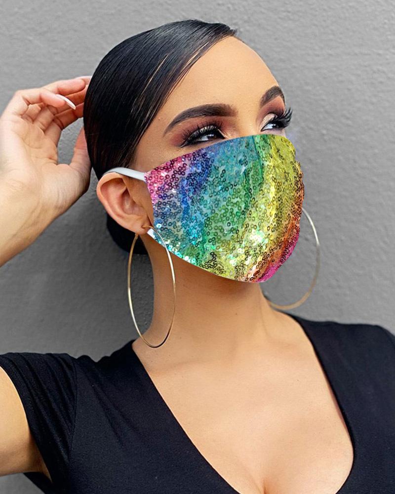 

Sequins Colorblock Breathable Mouth Mask, Multicolor
