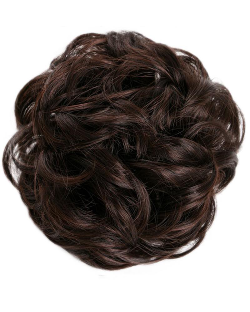 

Curly Synthetic Messy Chignon With Rubber Band Black Brown Donut Hair Bun High Temperature Fiber Hairpieces, Style9