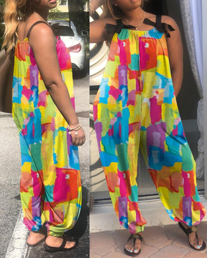 

Plus Size Tie Dye Print Casual Jumpsuit, Multicolor