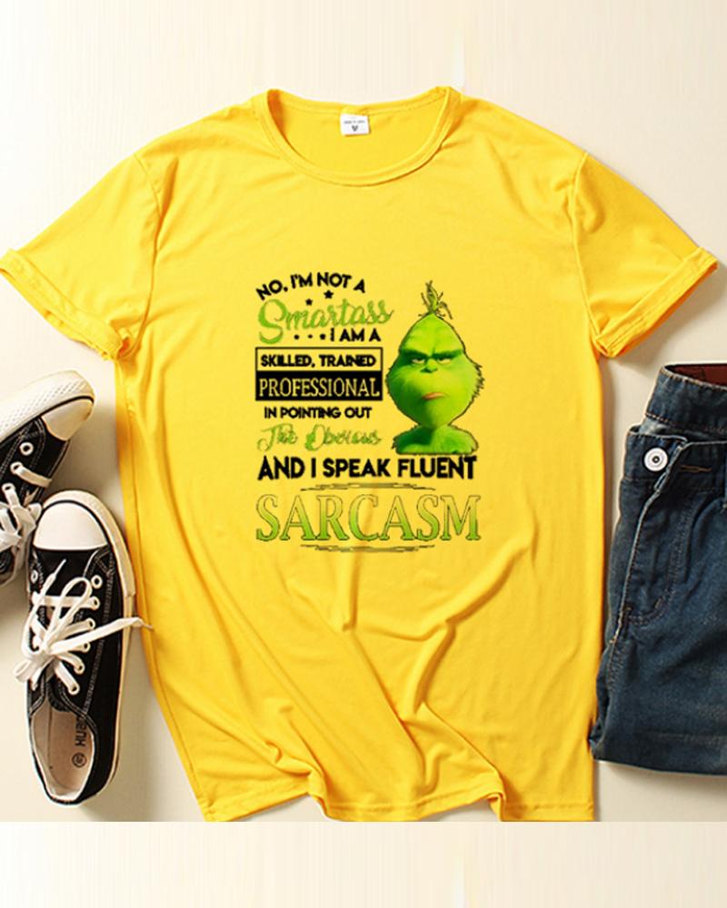

Christmas Letter Graphic Print T-shirt, Yellow