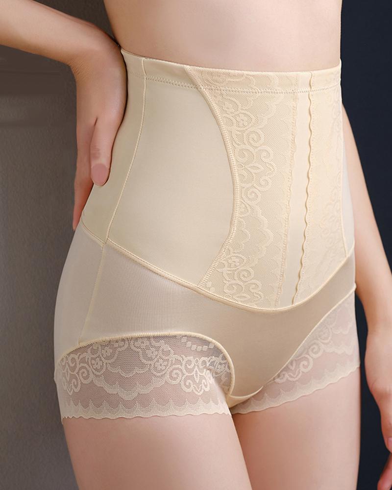 

Lace Patch High Waist Butt Lifting Shapewear, Nude