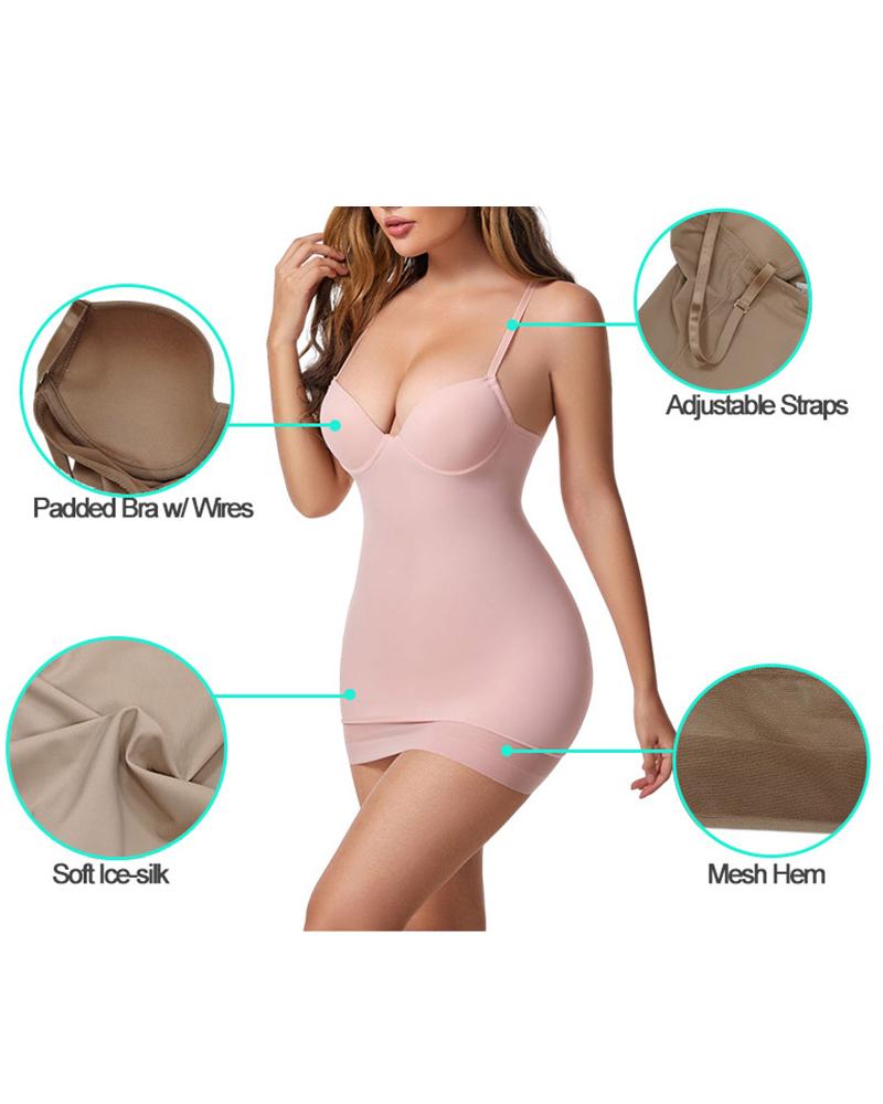 

Push Up Sheer Mesh Tummy Control Seamless Shapewear Under Dress, Pink
