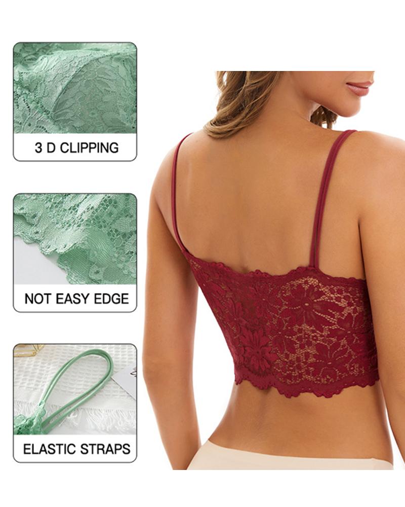 

Full Coverage Scallop Trim Wireless Lifting Bralette, Red