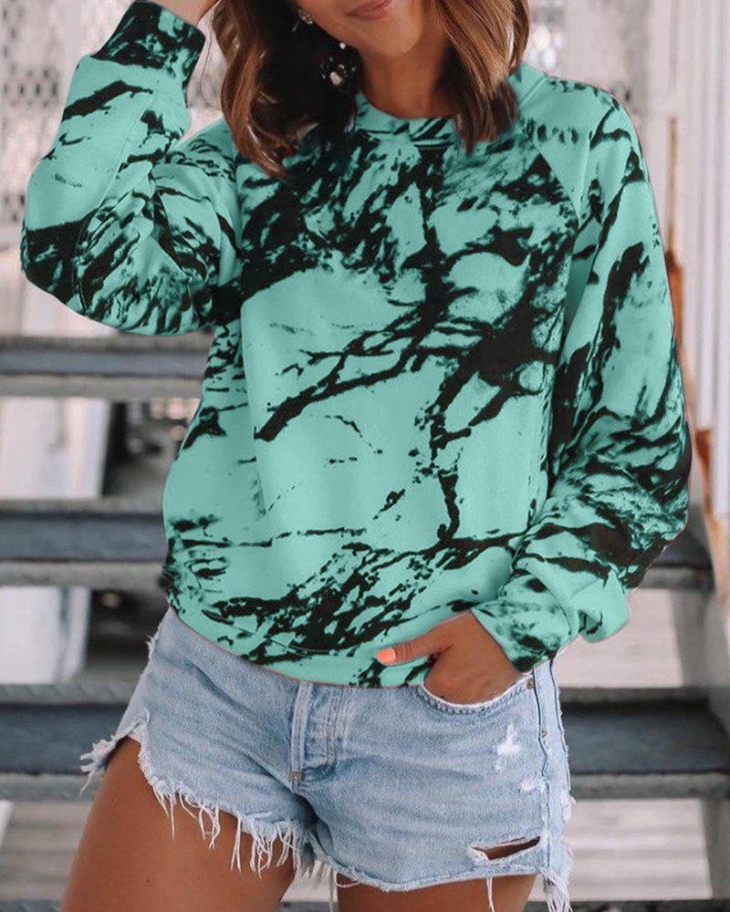 

Tie Dye Print Casual Sweatshirt, Green